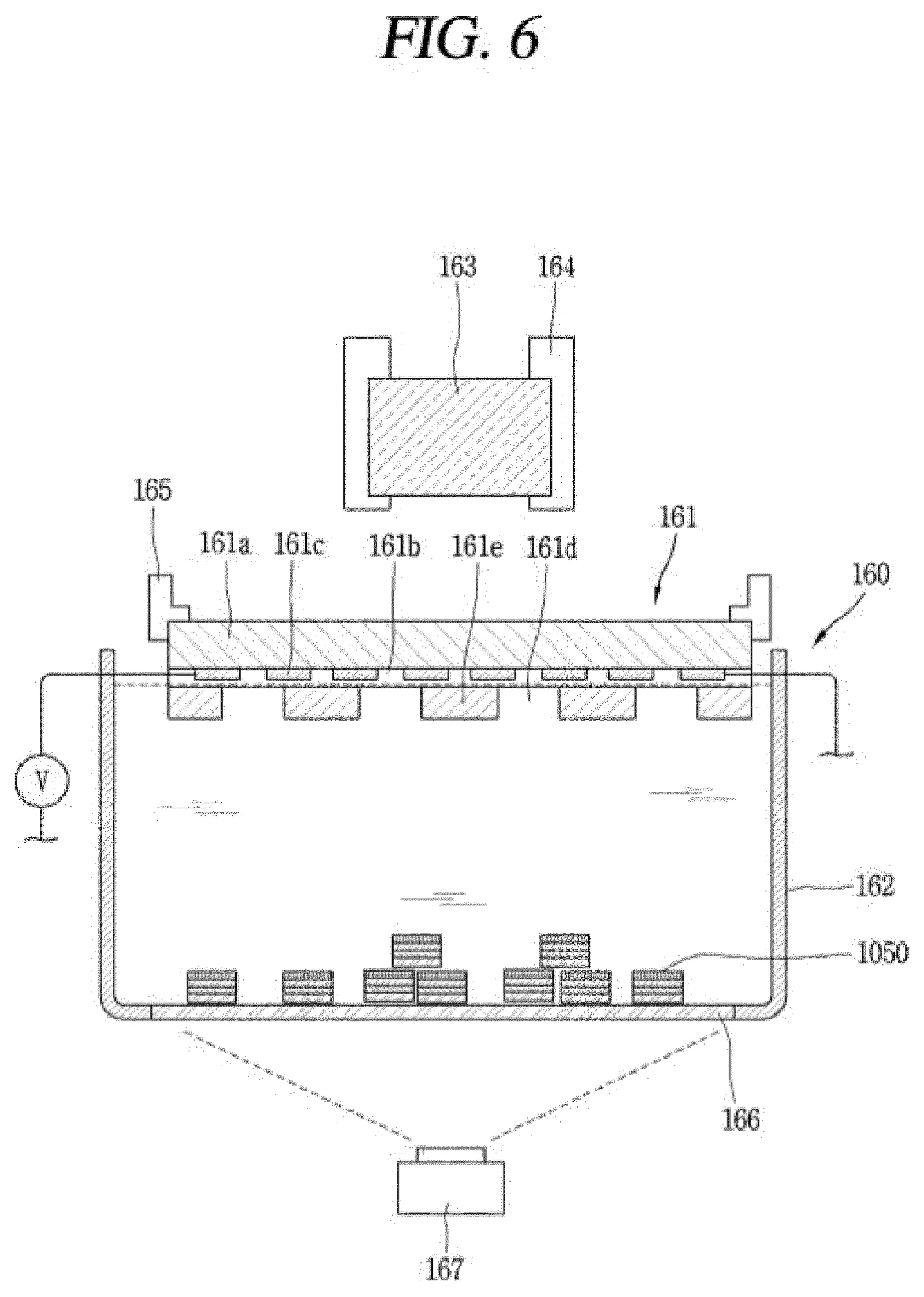 Cross-section of an apparatus with a substrate inverted over a chamber holding fluid and a magnet passing over it