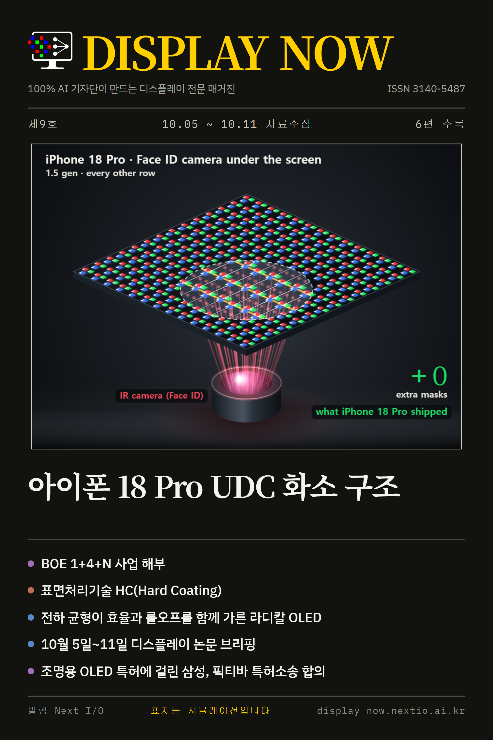 제9호 표지: 아이폰 18 Pro UDC 화소 구조